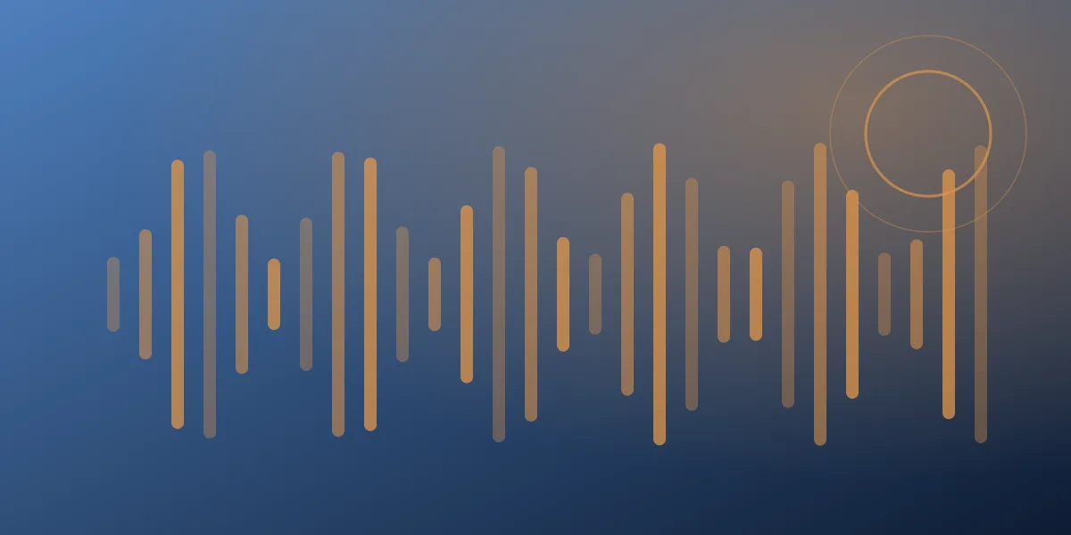 Abstract waveform in electric blue and amber representing an API that places AI phone calls