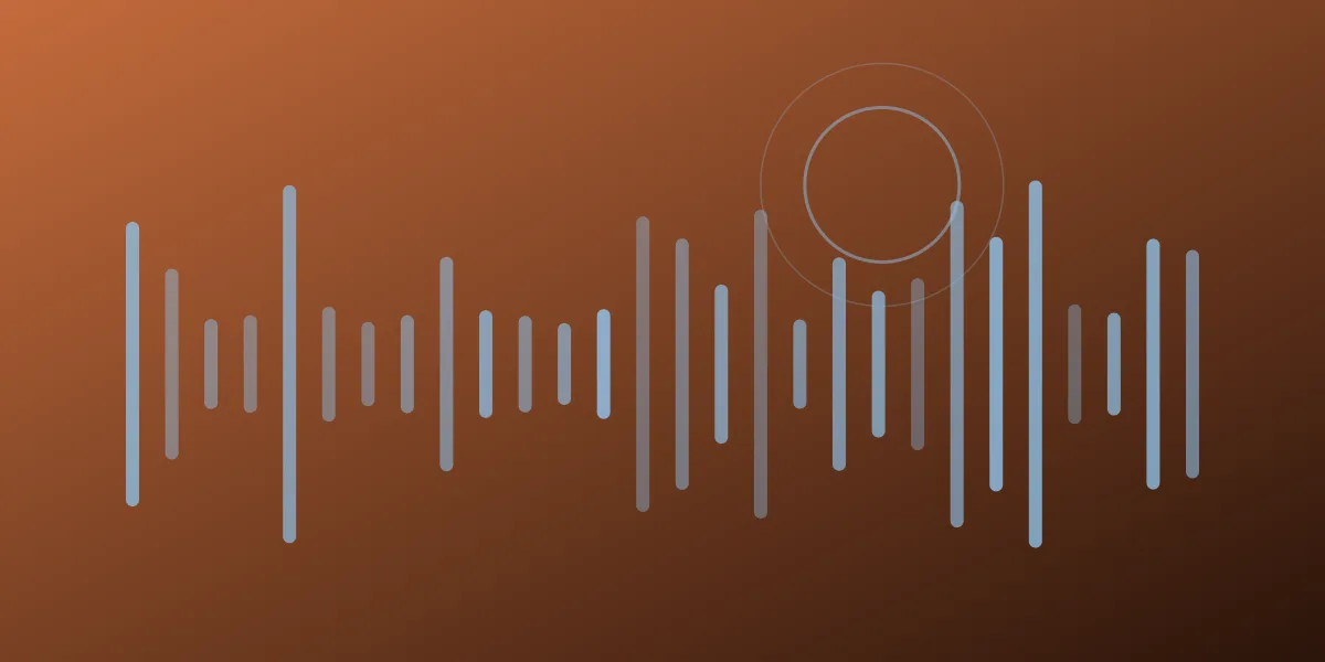 Abstract waveform in coral and slate blue arranged as seven ascending bars, suggesting ranked answering services