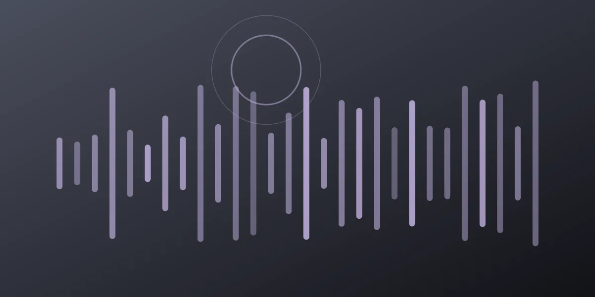 Abstract waveform in soft lavender and muted silver drifting across a deep slate background, representing calm, careful call handling at night