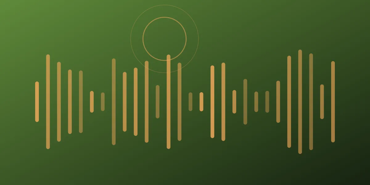 Abstract waveform in leaf green and warm sand tones with small rhythmic peaks, representing steady seasonal pest control calls